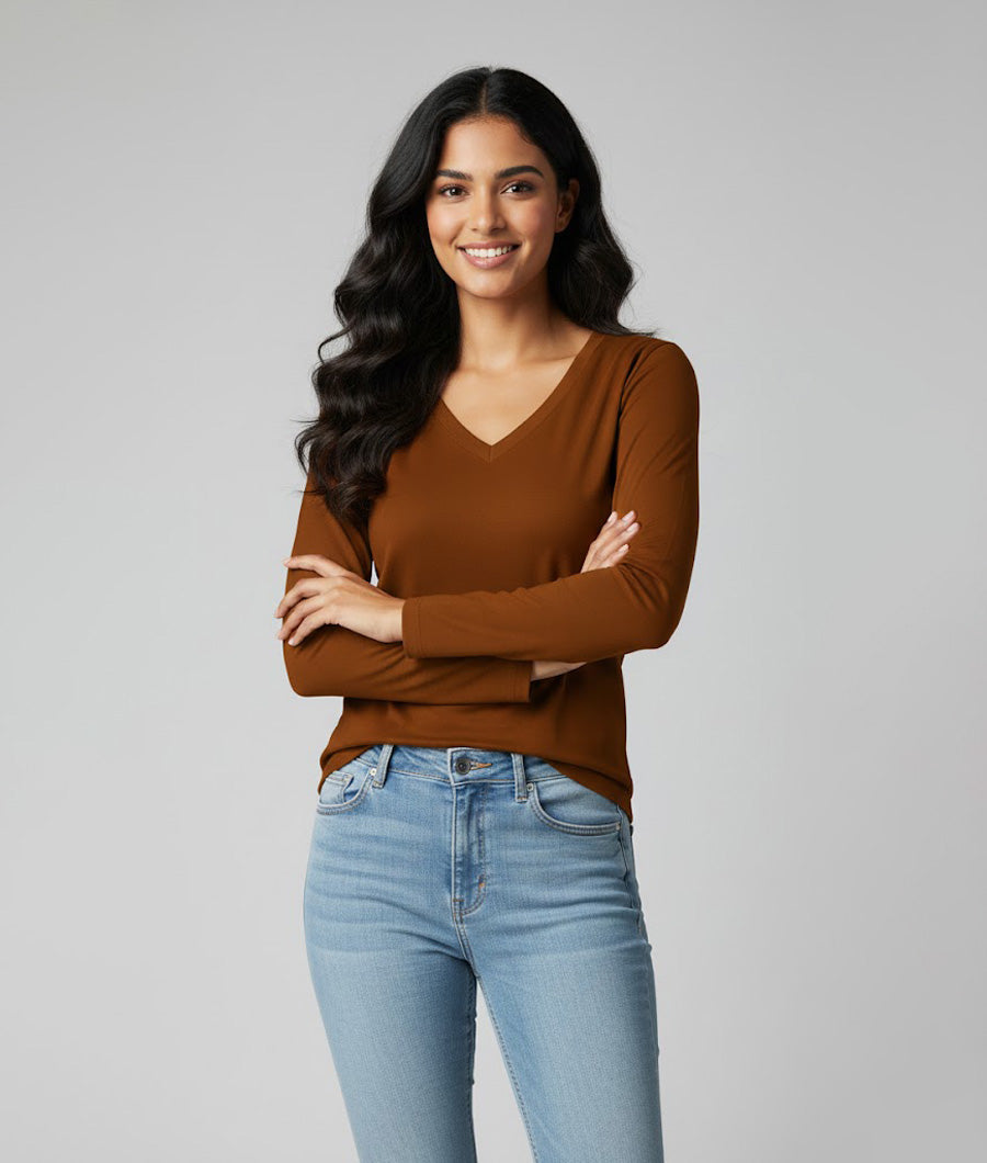 V-Neck Tee - Long Sleeve - Women