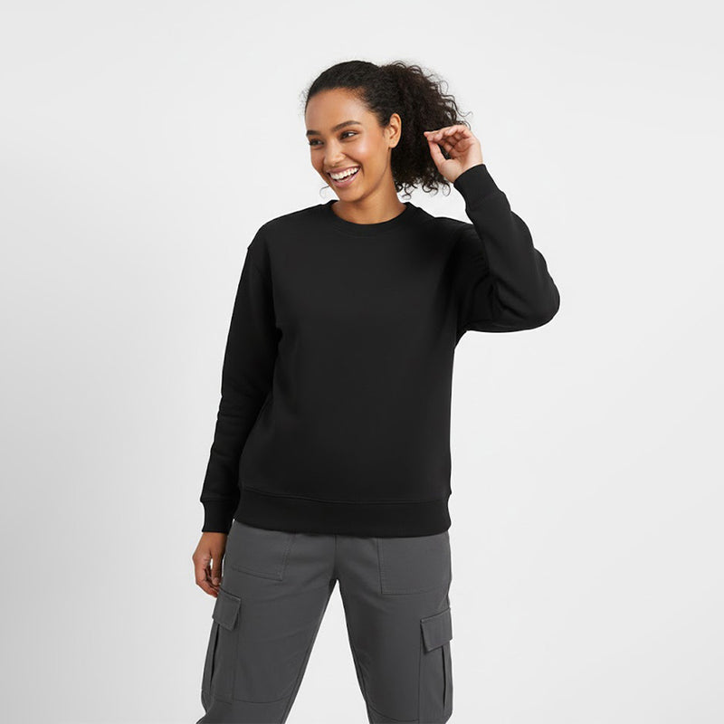 Crew Neck Sweatshirt in Black for Women – made-to-measure by Hungover