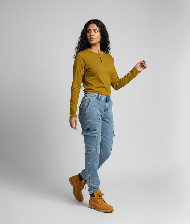 Henley Long Sleeve in Dijon Mustard for Women – made-to-measure by Hungover