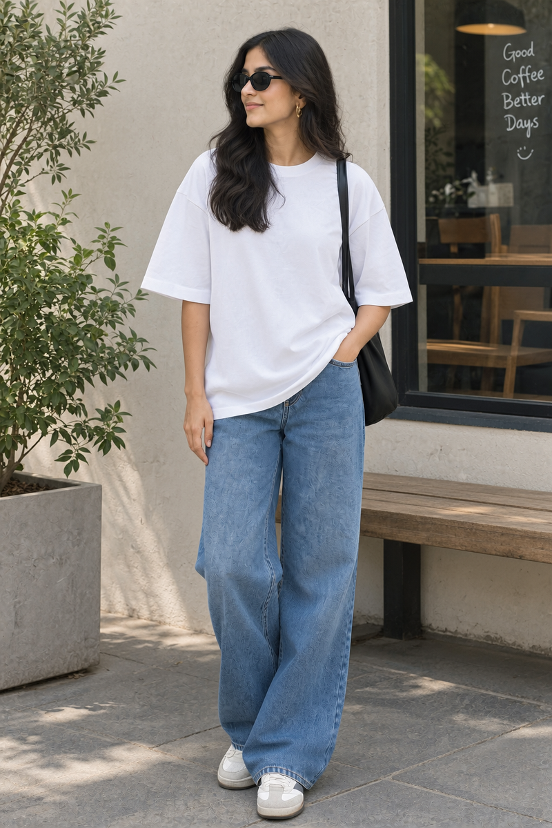 Oversized Tee in White for Women by Hungover