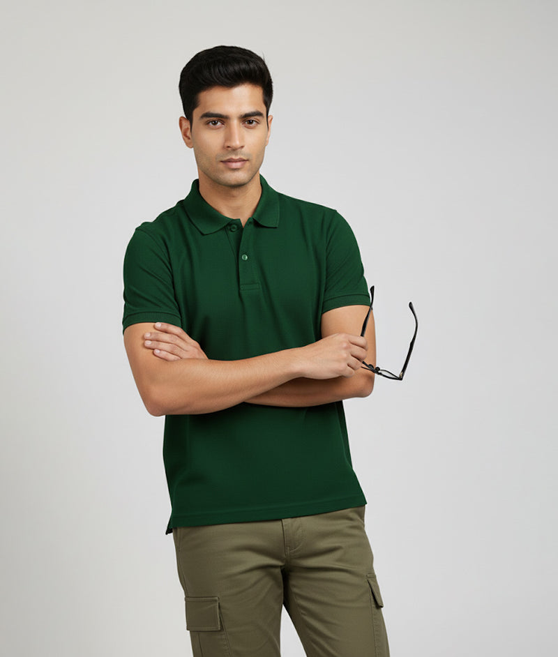 Polo Short Sleeve in Bottle Green for Men – made-to-measure by Hungover