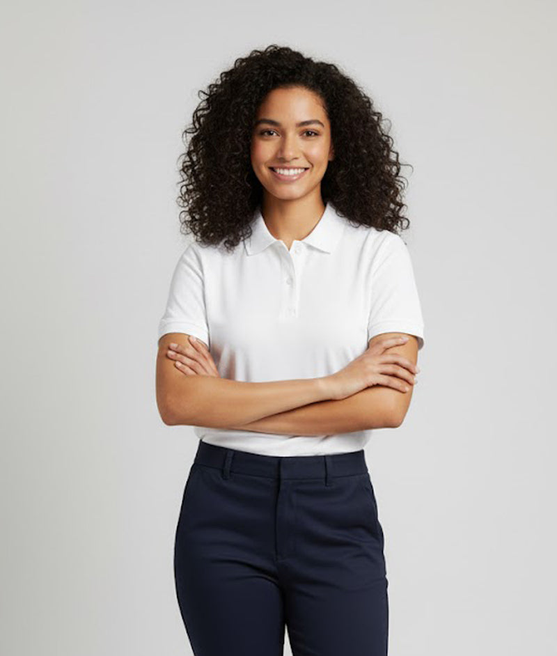 Polo Short Sleeve in White for Women – made-to-measure by Hungover